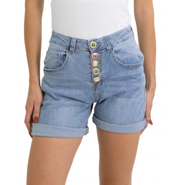 Pantaloncino in jeans con bottoni colorati